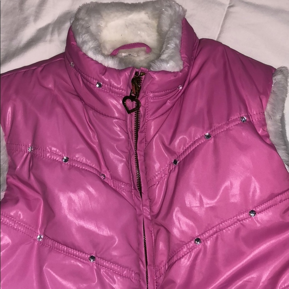 Pink rhinestone puffer vest